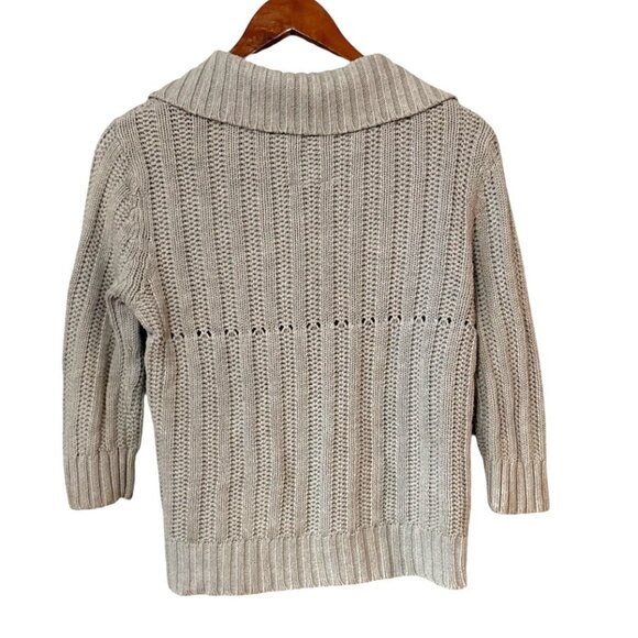 Vtg Aeropostale Women’s L Tan Cardigan 3/4 Sleeve Cottagecore Spring Netural - Picture 2 of 5